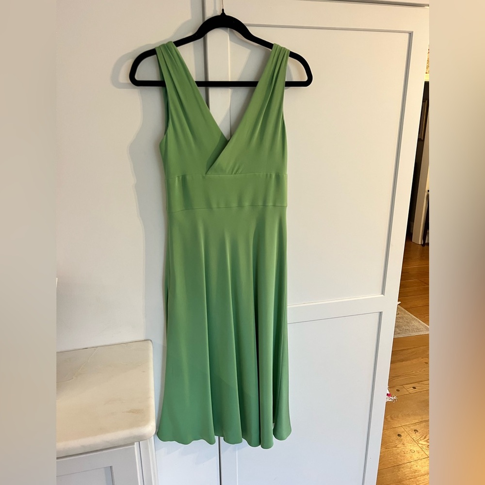 Vintage green lined JCREW silk midi dress.